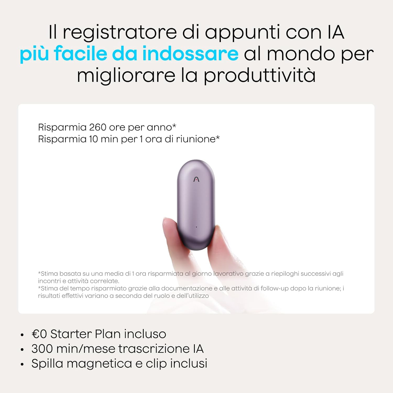 Thumbnail 1 de Plaud NotePin Registratore Vocale AI Professionale: trascrizione, riassunti e gestione note in un dispositivo portatile