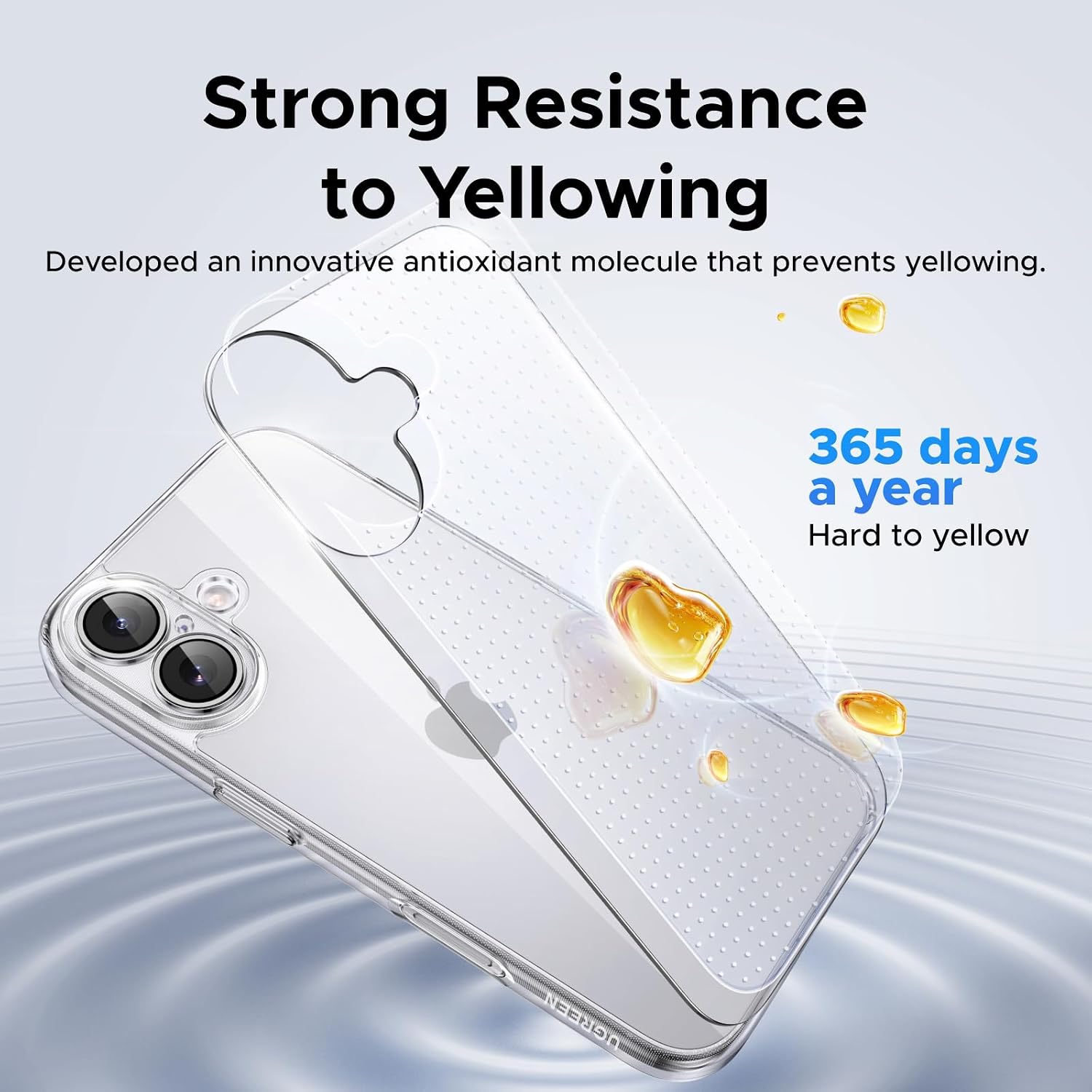 Detalle de UGREEN iPhone 17 case clear drop protection