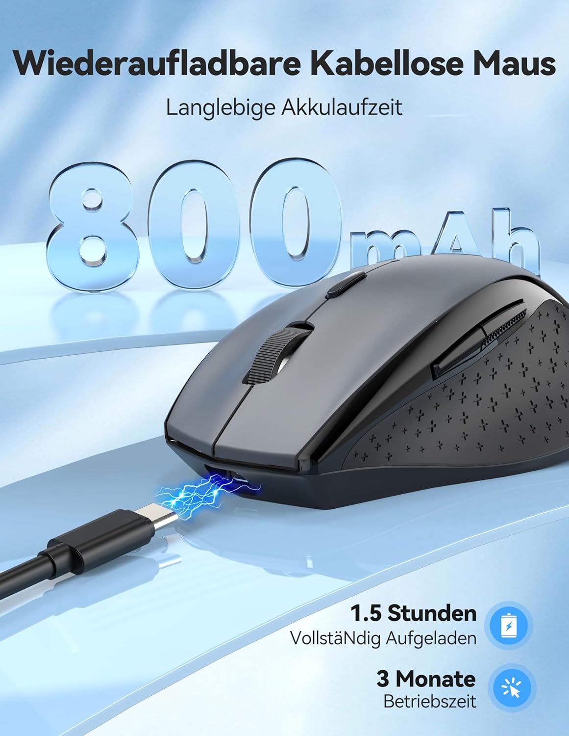 Thumbnail 1 de TECKNET PRO Kabellose Maus (wiederaufladbar) – Silent Funkmaus mit 2,4 GHz, bis 6.400 DPI und 6 Tasten