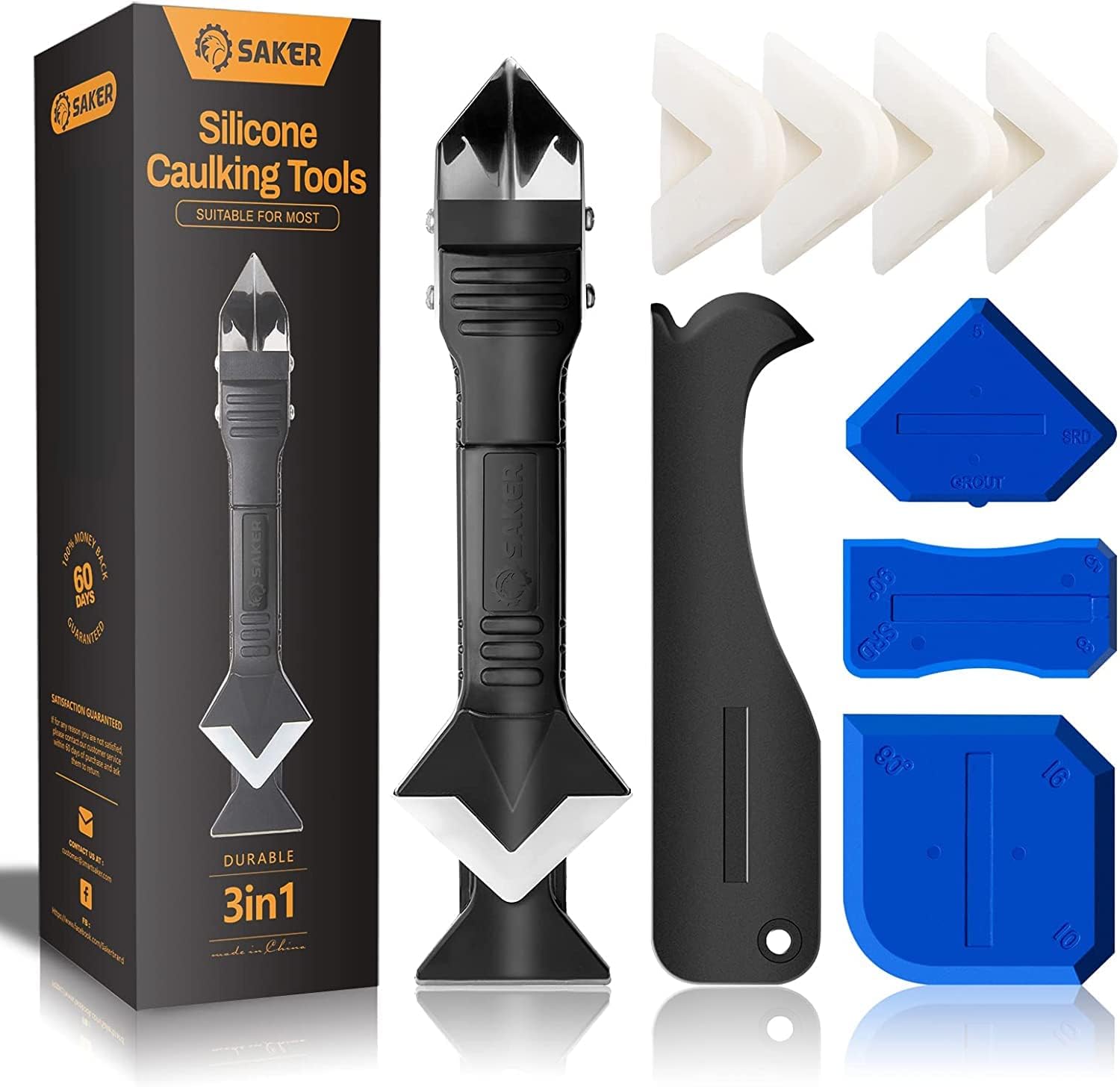 Detalle de Saker SAK4609 3-in-1 Caulking Tool Kit with Stainless Steel Blade
