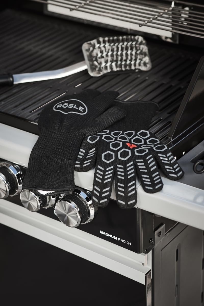 Detalle 2 de RÖSLE Gants de Barbecue Haute Qualité – Méta-aramide jusqu’à 350 °C, doublure coton, protection avant-bras