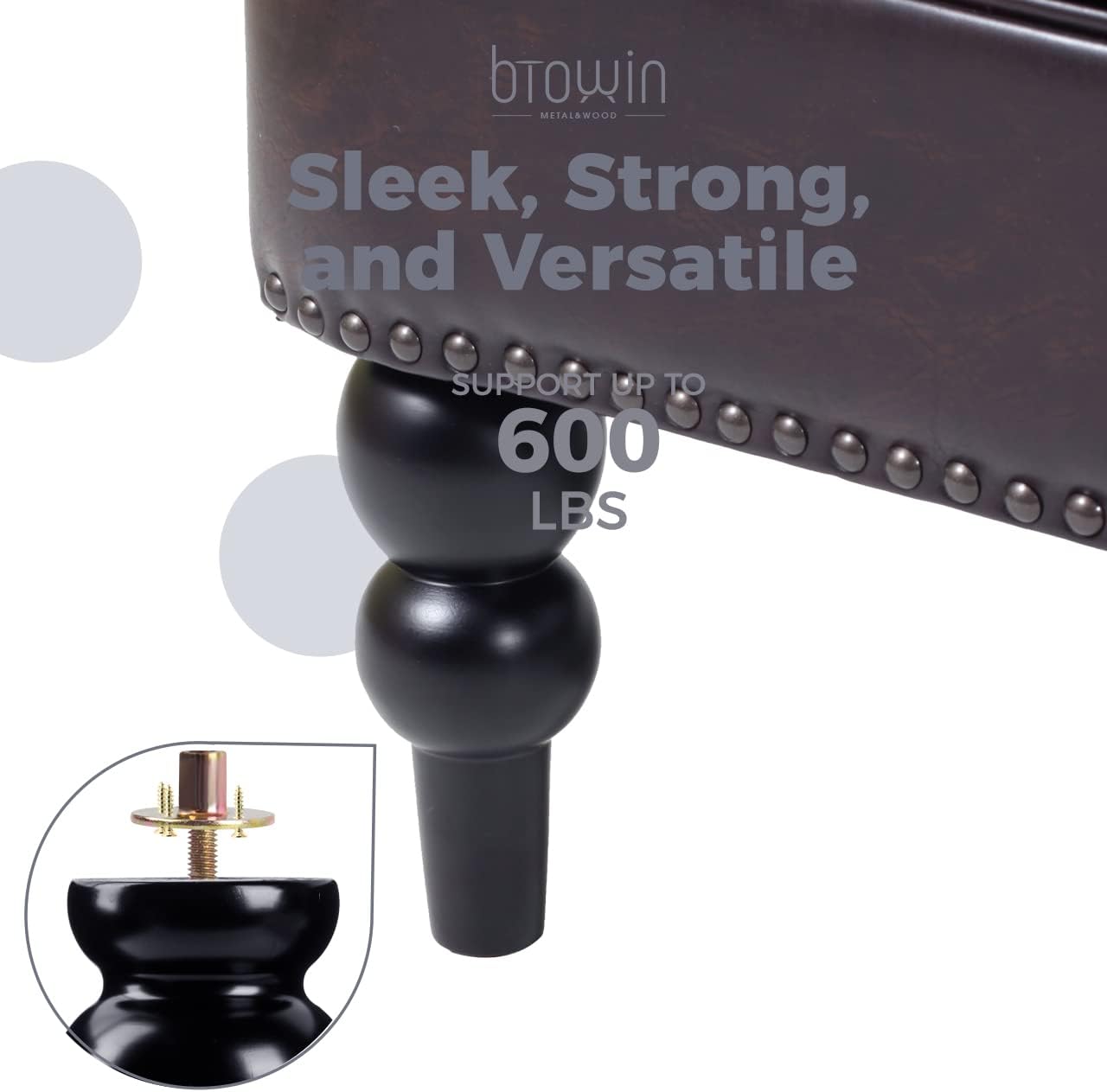 Detalle 1 de Btowin Wooden Furniture Legs, 9 Inch