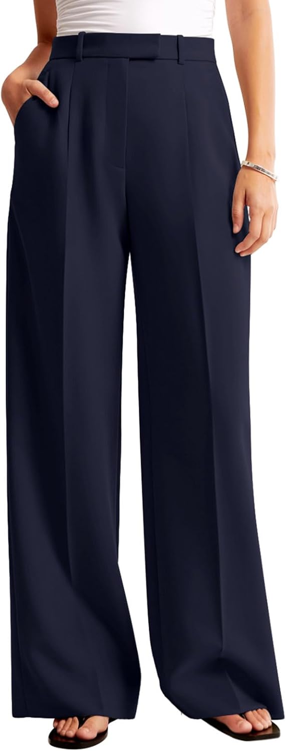 Thumbnail 1 de NIMIN Wide-Leg High-Wwaist Pants for Women – Business Casual, Full-Length with Pockets