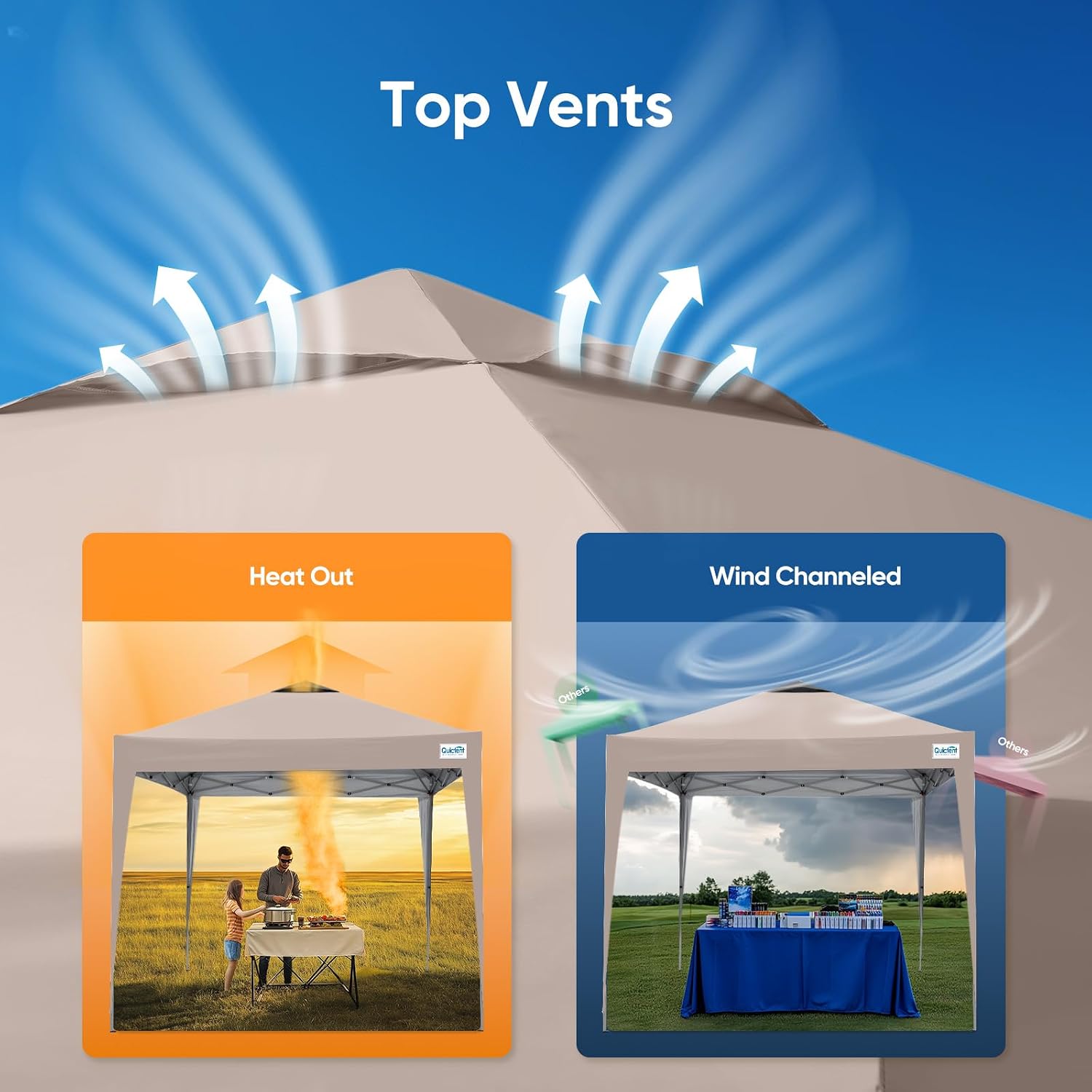 Detalle 2 de Quictent Pop Up Canopy 3x3m: Portable Waterproof Gazebo for Outdoor Events