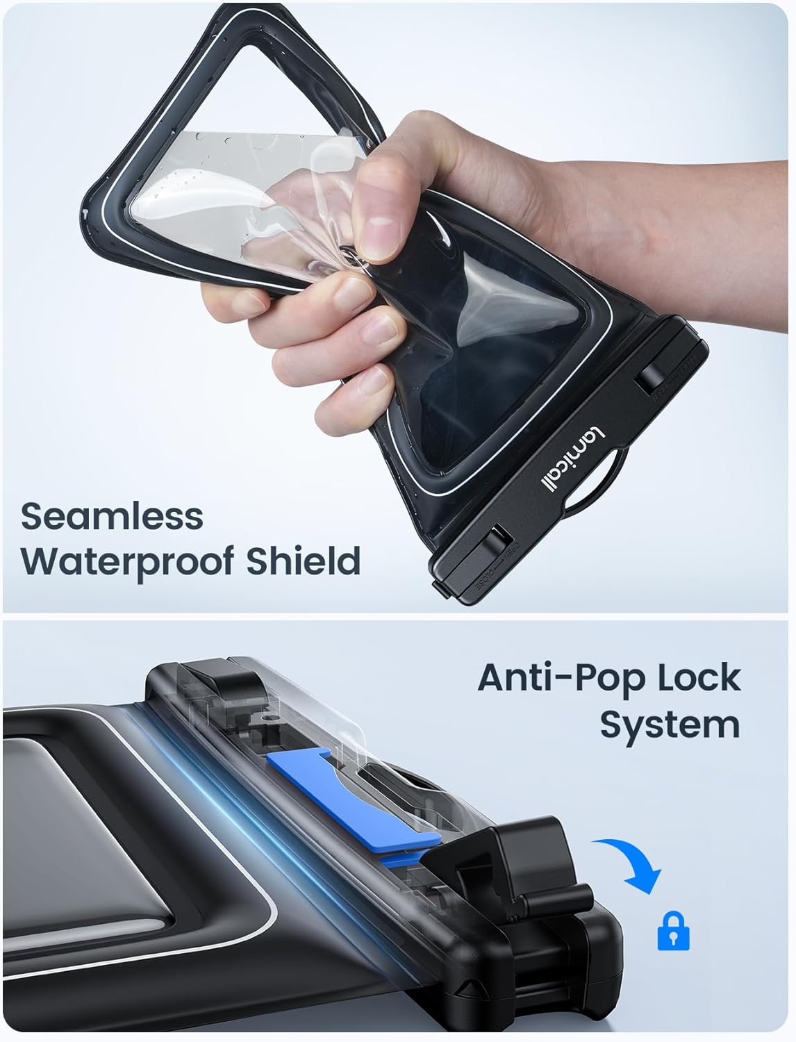 Thumbnail 4 de Lamicall Floating Waterproof Phone Pouch – Buoyant Sponge Padding, IP68 Underwater Case (2 Pack) for Phones up to 7.5