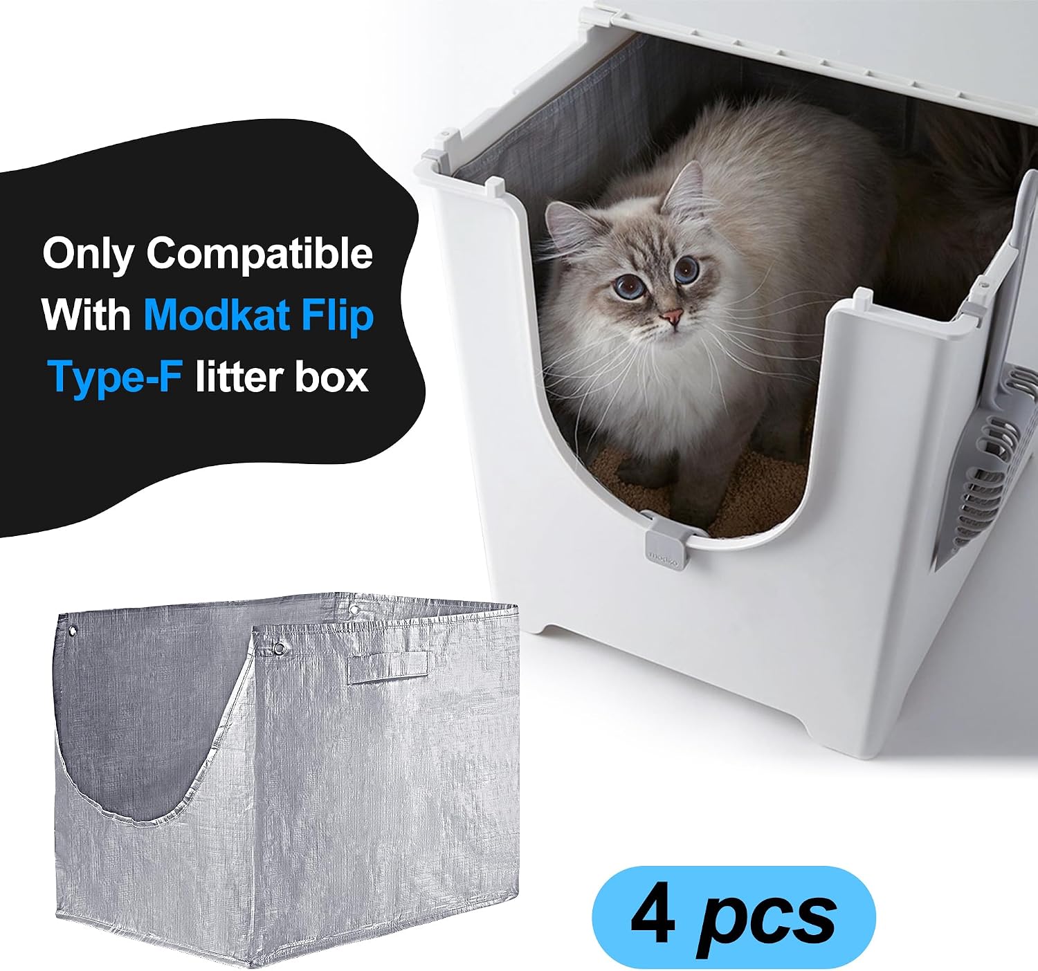 Detalle de EKEPIN タイプF 猫用トイレライナー 4枚入り・再利用可能、防水仕様と持ち手付き