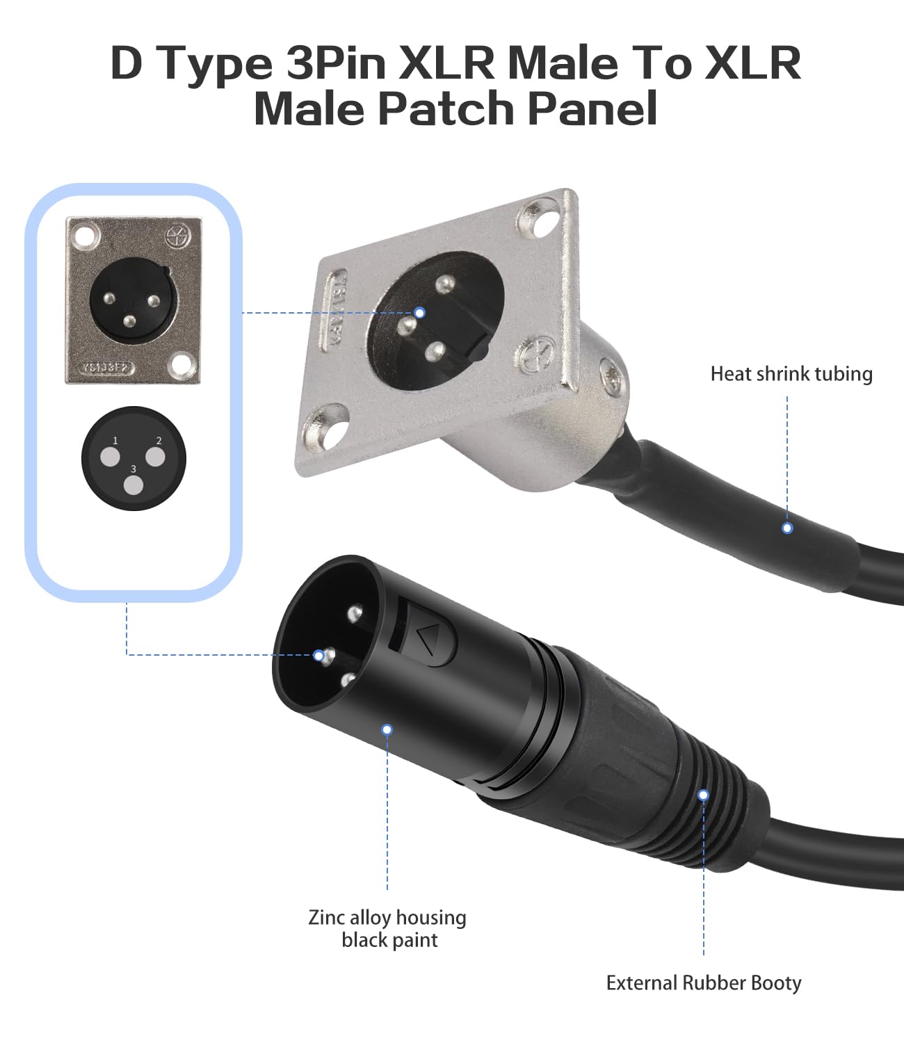 Thumbnail 3 de SZLliyxs XLR Pass-Through Cable, 2-Pack, 2 ft, Male D-Type to Male XLR