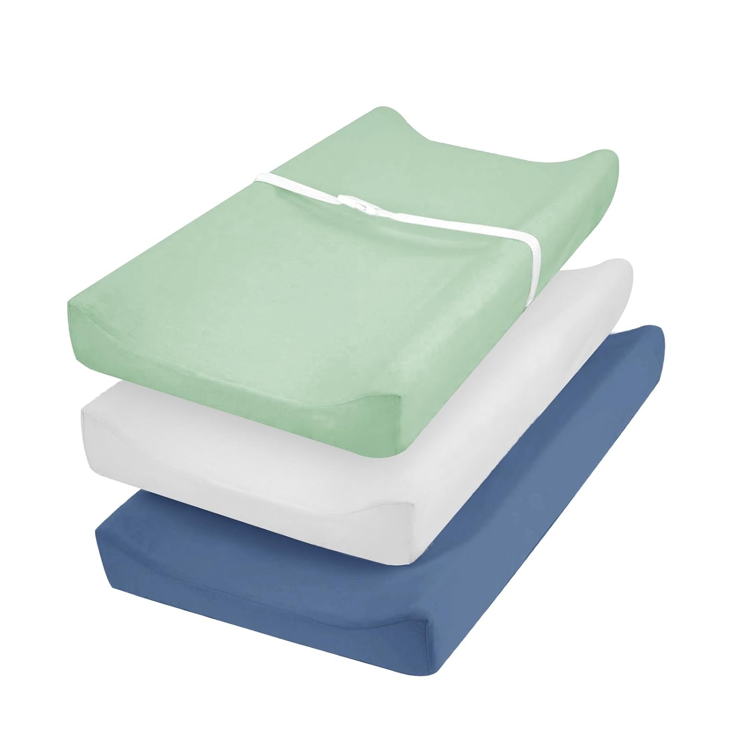 Detalle de david's 3-Pack Changing Pad Covers, Microfiber, Gray, Sage & Navy Blue