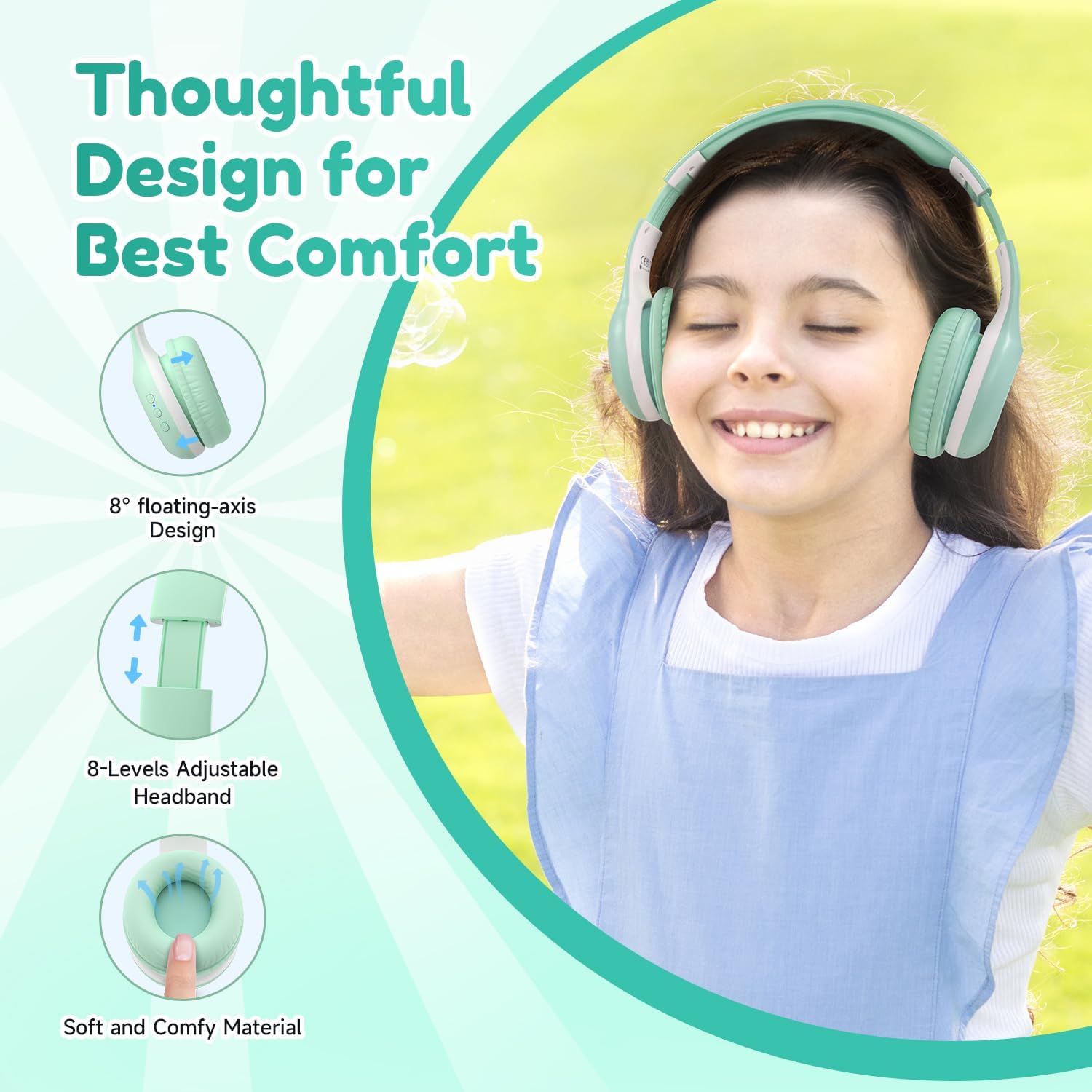 Detalle 2 de EarFun Bluetooth Kopfhörer Kinder 40 Std Akku