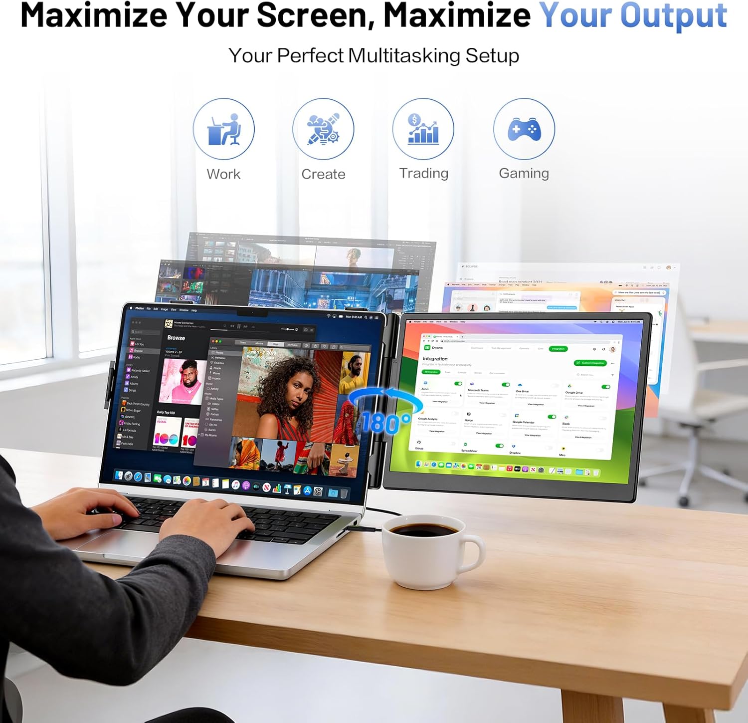 Detalle de Anyking 14” FHD Laptop Screen Extender: Portable Dual Monitor for 13–17.3” Laptops