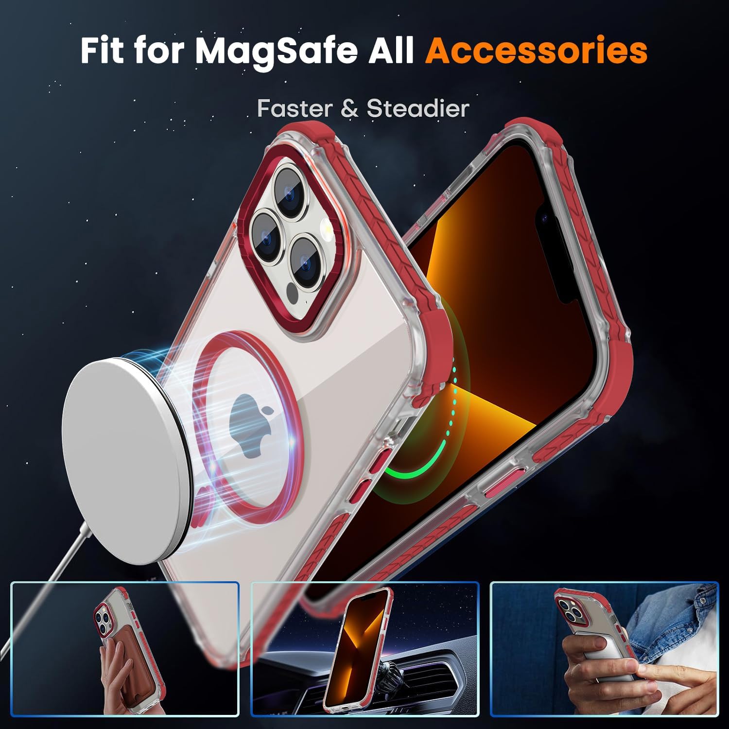 Detalle de DEERLAMN Magnetic Case for iPhone 15 Pro Max (6.7-inch) with MagSafe Compatibility