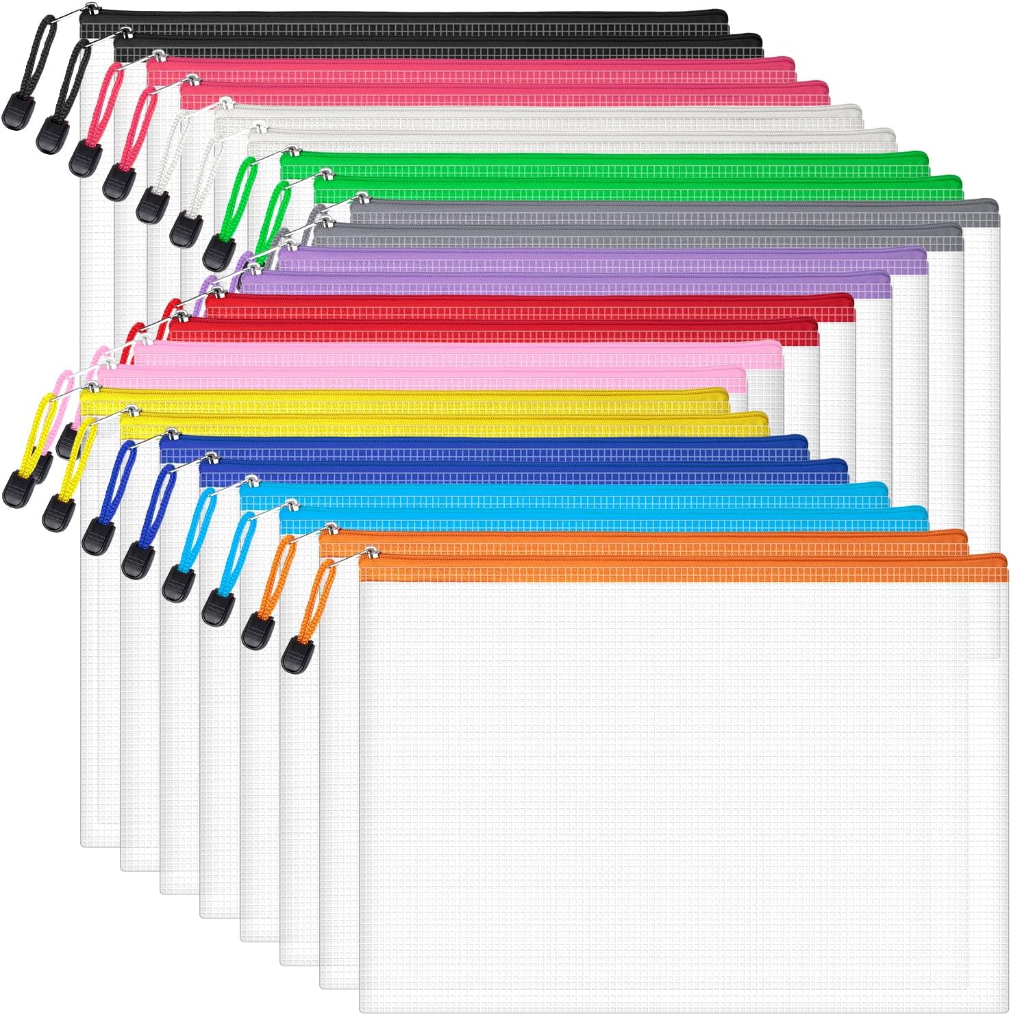 Detalle de Plastic Wallets, 24 Pack A4 Document File Folders with Zipper Pockets