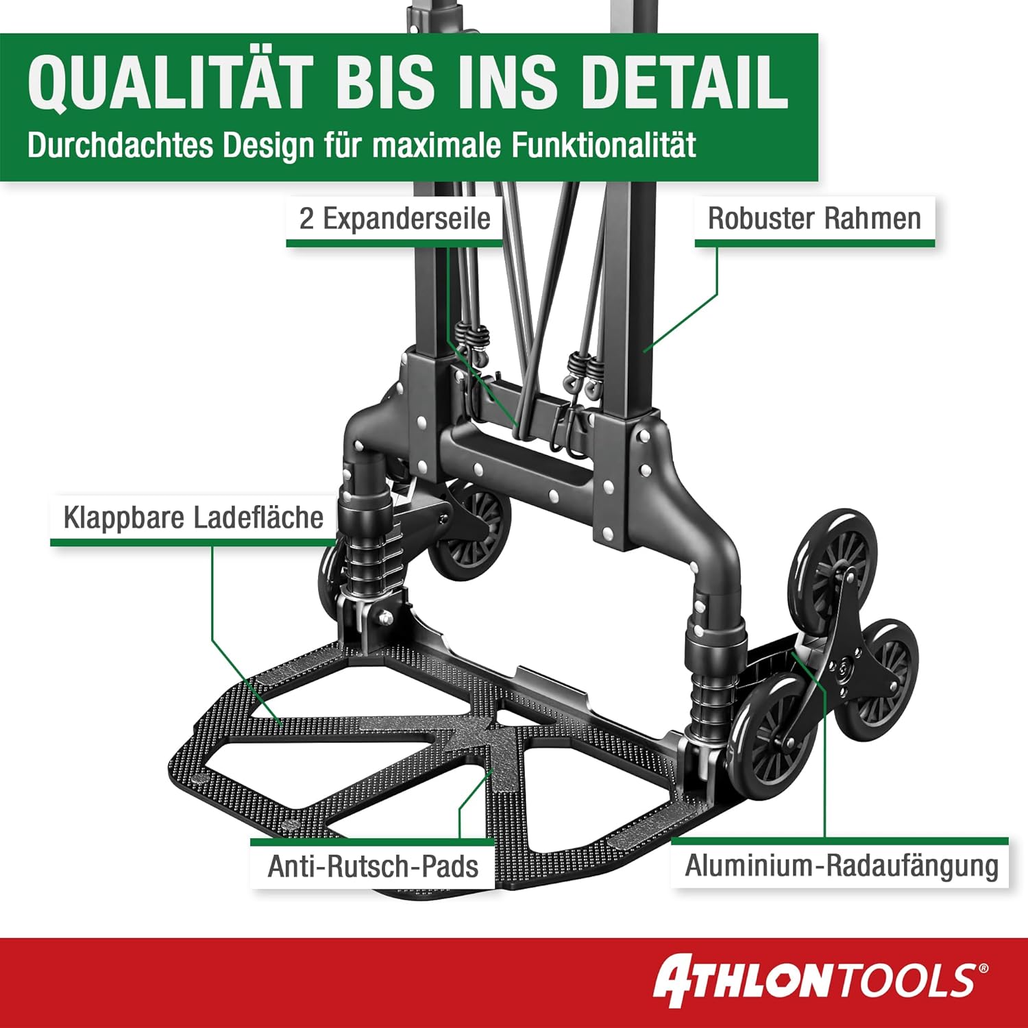Thumbnail 2 de ATHLON TOOLS Treppensteiger Sackkarre klappbar aus Aluminium (TÜV geprüft) – extra langer Griff 110 cm