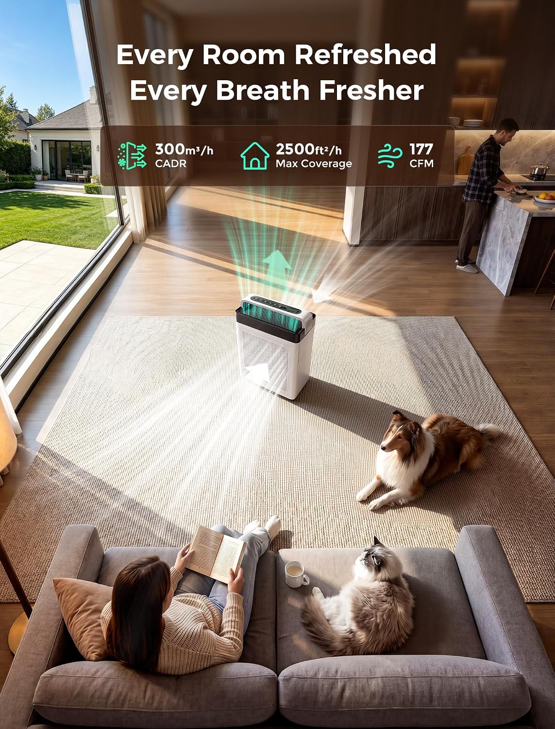 Detalle 2 de Cypcat PAP001 Pet Air Purifier with Dual-Sided Intake, H13 HEPA & Washable Pre-Filter