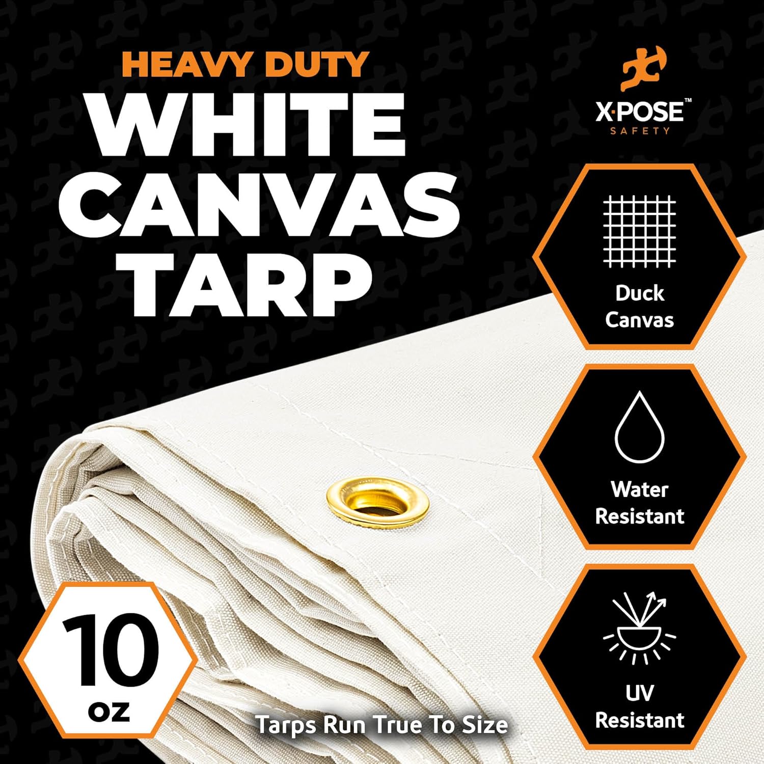 Thumbnail 2 de Xpose Safety Canvas Tarp - 8' x 10' 10oz White Heavy-Duty Water-Resistant Canvas Tarp (2 Pack)