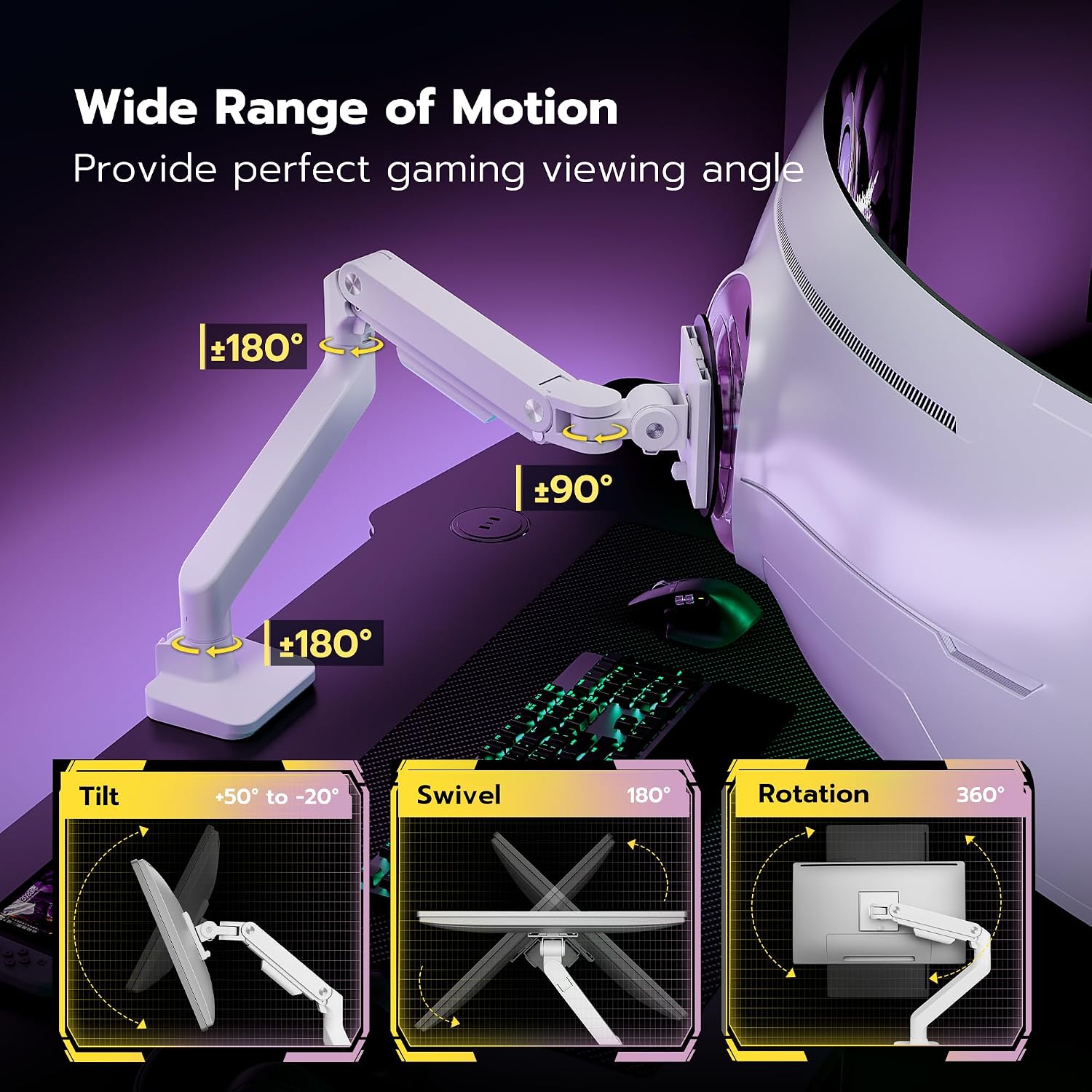 Detalle 2 de ARES WING Soporte Monitor 17-49" con Brazo Gas y Altura Ajustable🖥