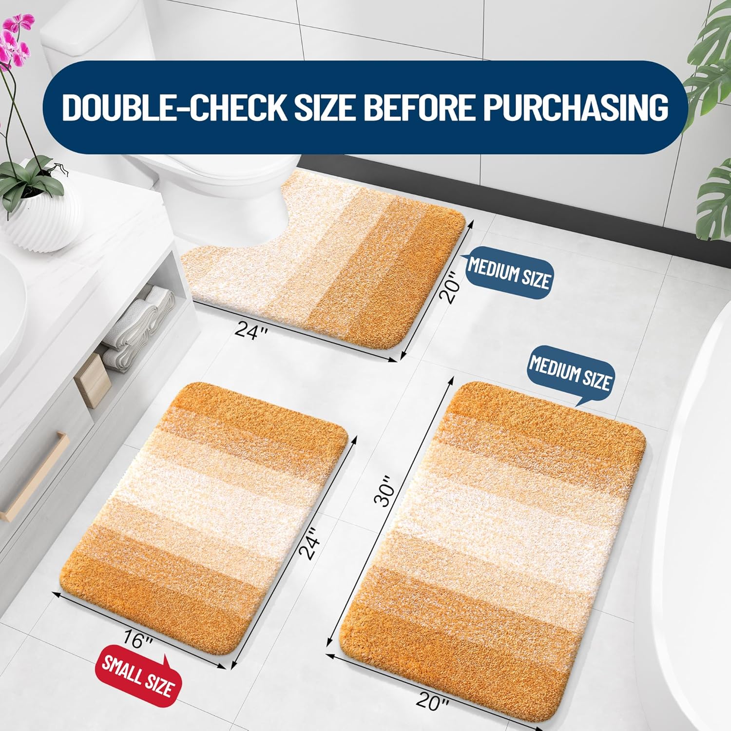 Thumbnail 1 de OLANLY 36x24 Bath Mats: Ultra-Soft Microfiber with TP Rubber Backing