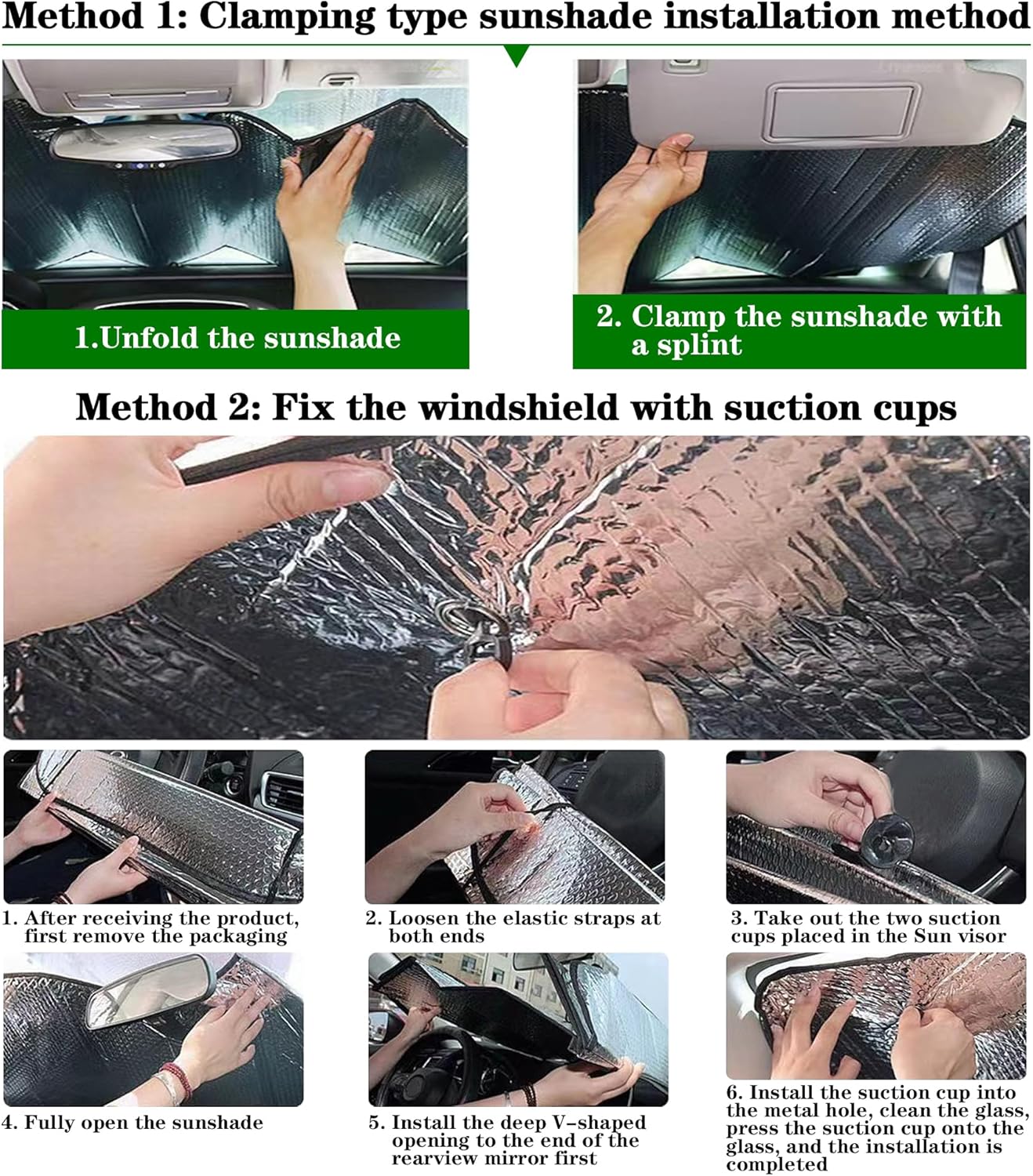 Thumbnail 5 de Prelisee Sonnenschutz für die Auto-Frontscheibe – Frontscheibenabdeckung (130 × 60 cm), faltbar