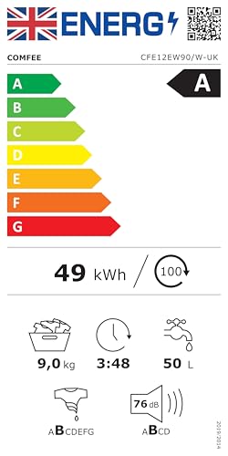 Thumbnail 8 de COMFEE' 9kg Washing Machine with Energy Class A and BLDC Inverter Motor – Slim White