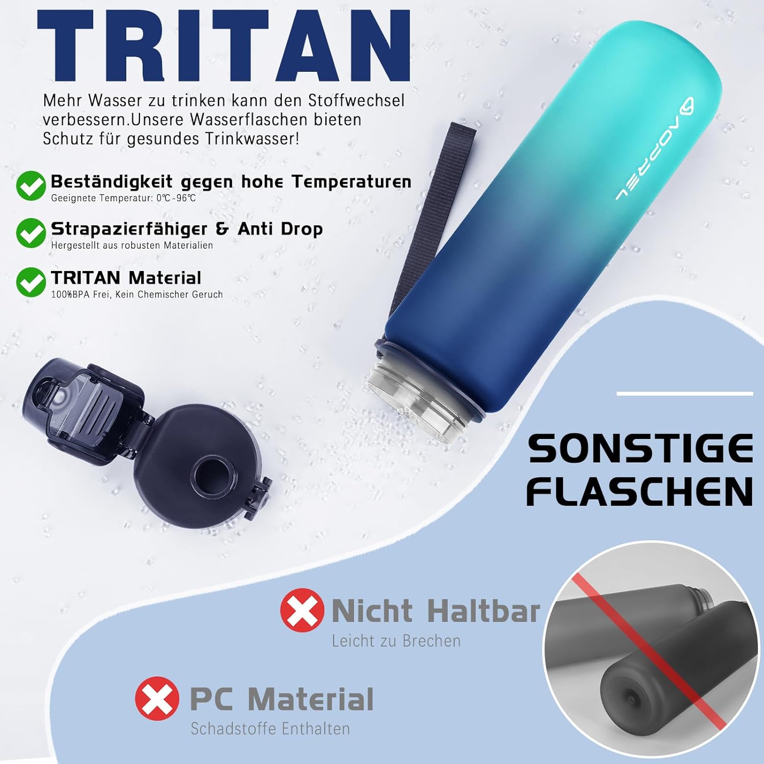 Thumbnail 3 de AOPREL Trinkflasche 1 l mit Filter