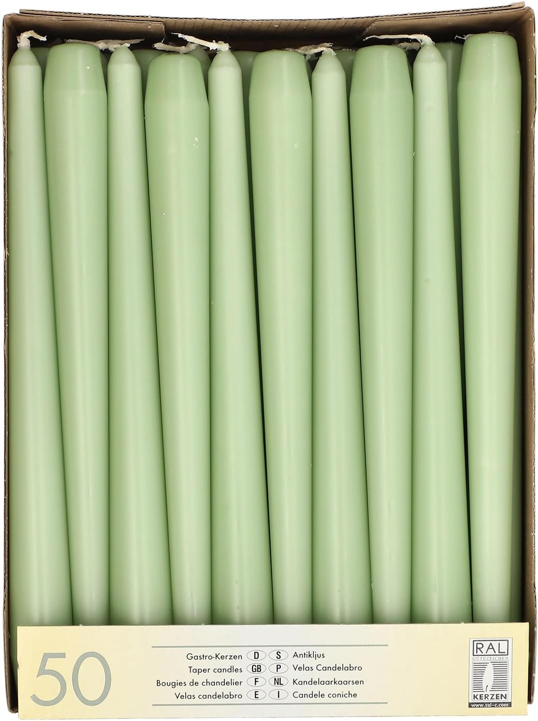 50 bougies de chandelier PAPSTAR vert jade, 25 cm (diamètre 2,2 cm)