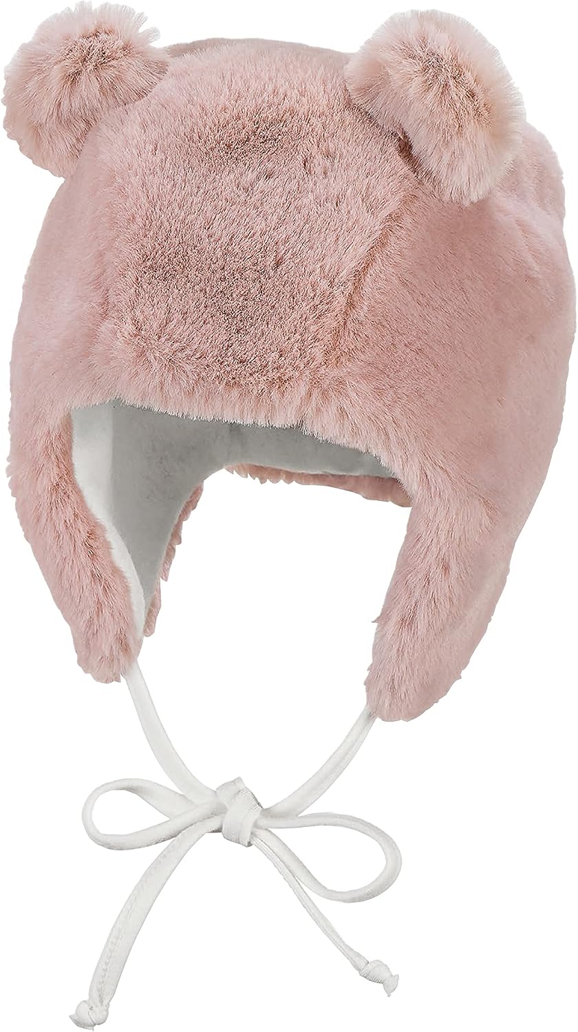 Detalle de Sterntaler Baby Mädchen Bomber Hat Inka-Mütze (Inka-Mütze) in Rosa – mit Bindebändern und Öhrchen