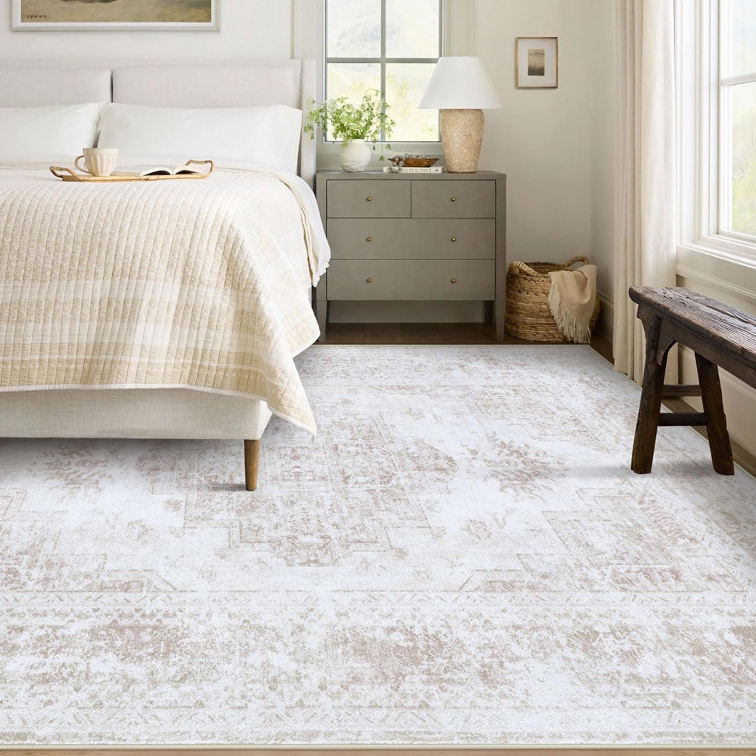 Detalle 2 de XLUEZ 5'x7' Vintage Area Rug, Machine Washable 🧾