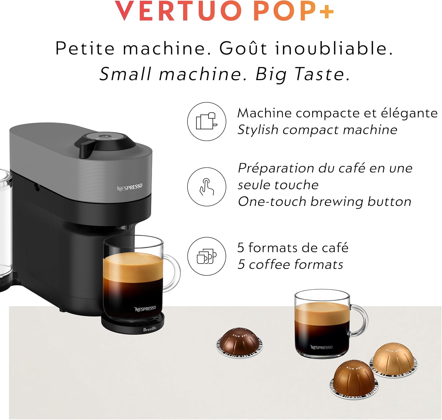 Thumbnail 6 de Nespresso Vertuo Pop+ Coffee Machine, Dark Gray