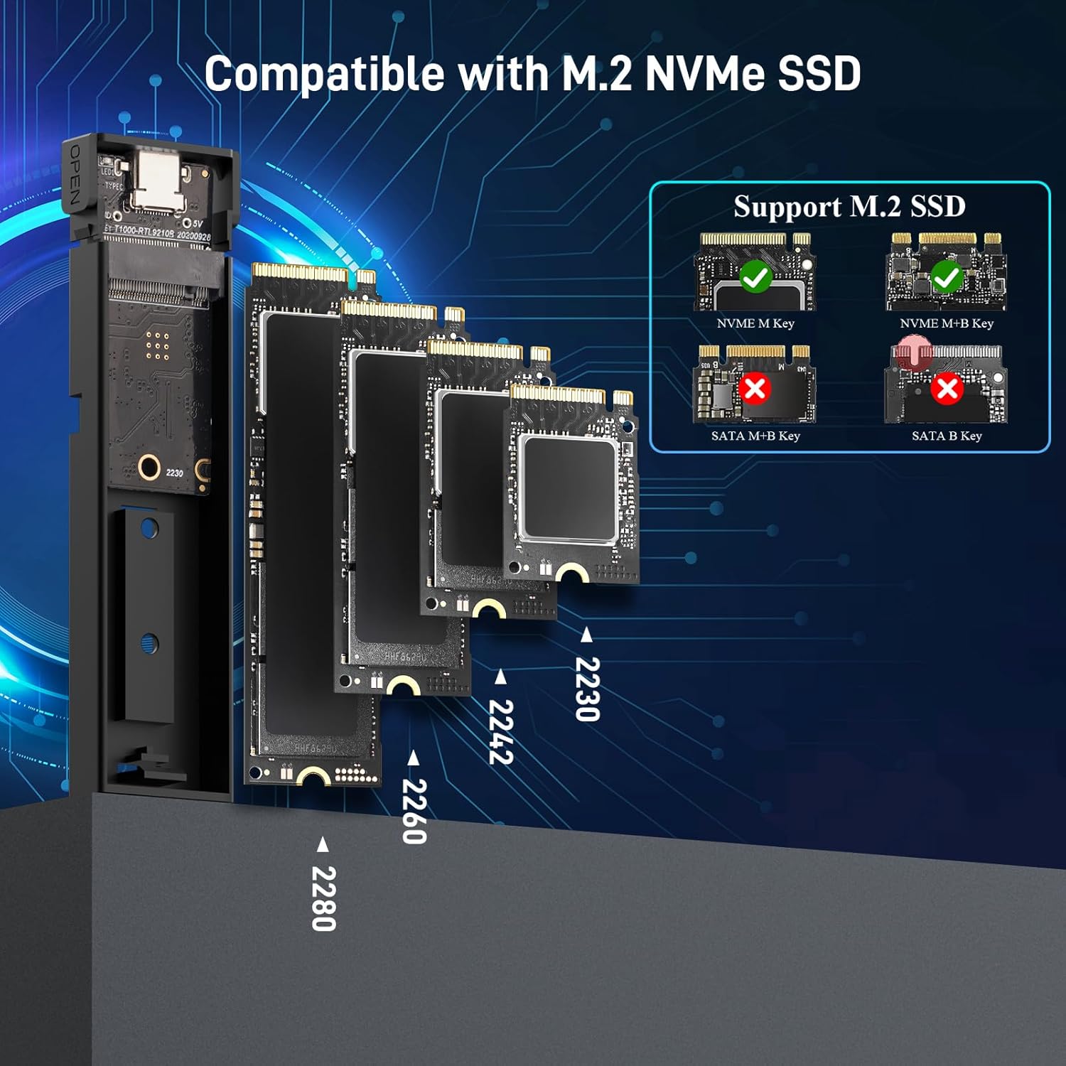 Thumbnail 2 de Xiaobi M.2 NVMe SSD Gehäuse (USB 3.2 Gen 2, 10 Gbps) für M-Key/B+M-Key NVMe