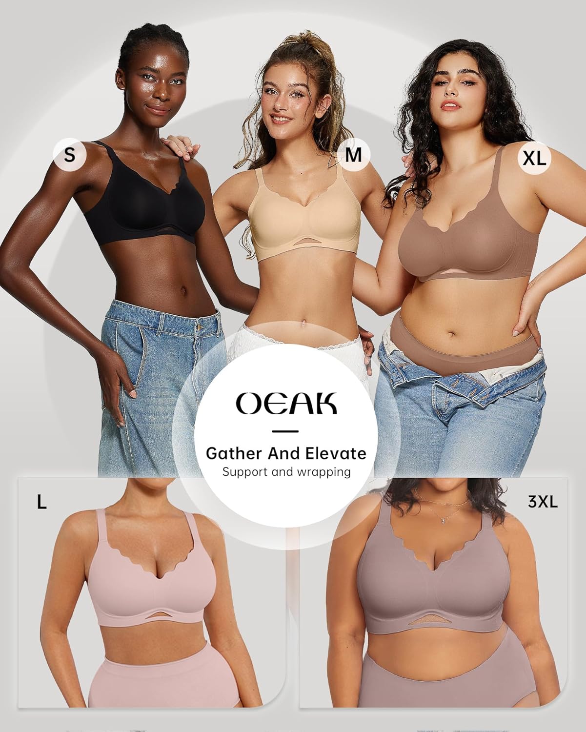 Thumbnail 6 de OEAK Womens Wireless Push-Up Bralette — Seamless Comfort