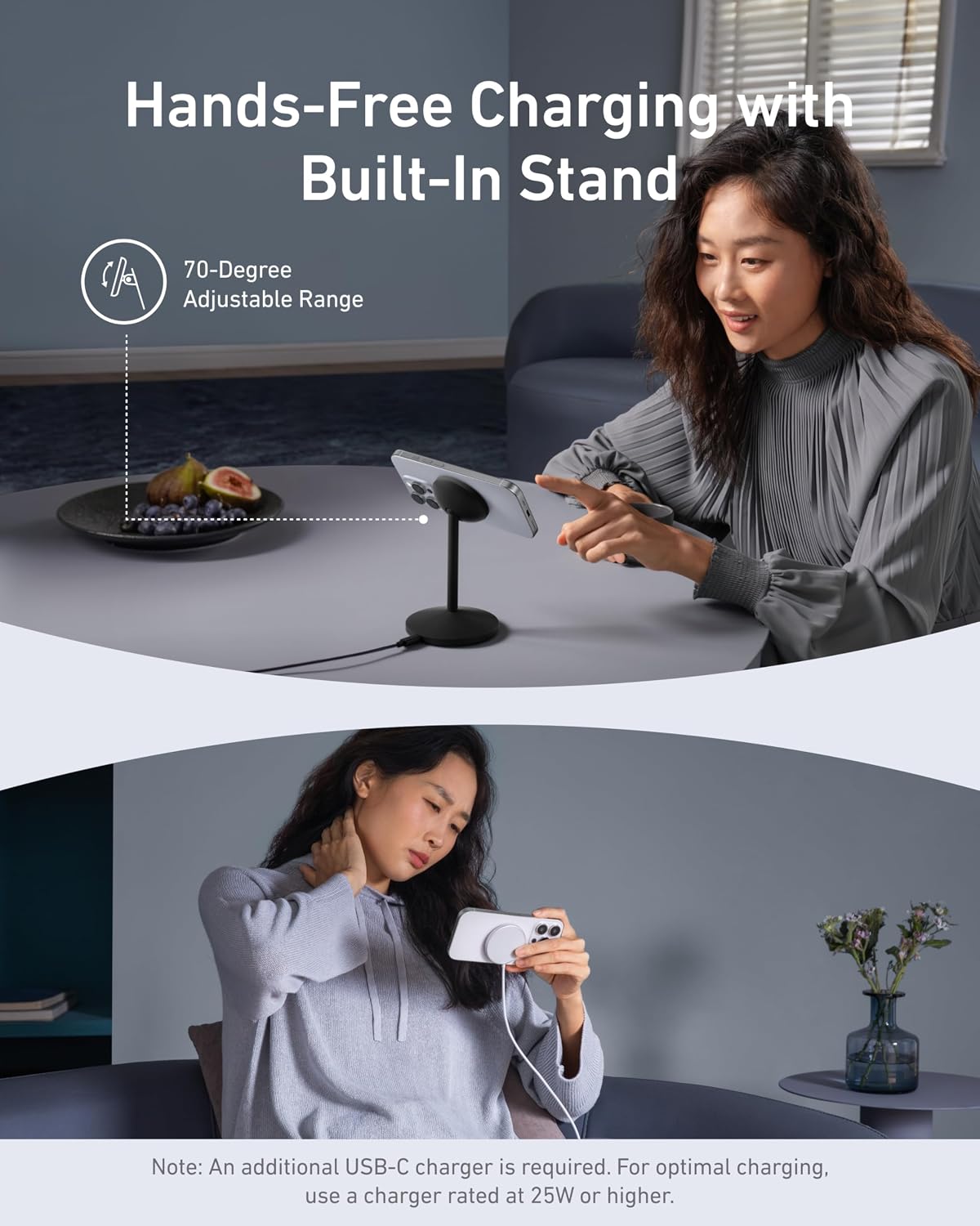 Thumbnail 3 de Anker MagGo A25X1 Qi2 15W 360-Degree Magnetic Charger Stand