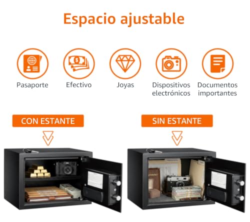 Thumbnail 6 de Amazon Basics Caja Fuerte de Seguridad de Acero con Cerradura con Teclado (14 l) – 35 x 25 x 25 cm, Negro