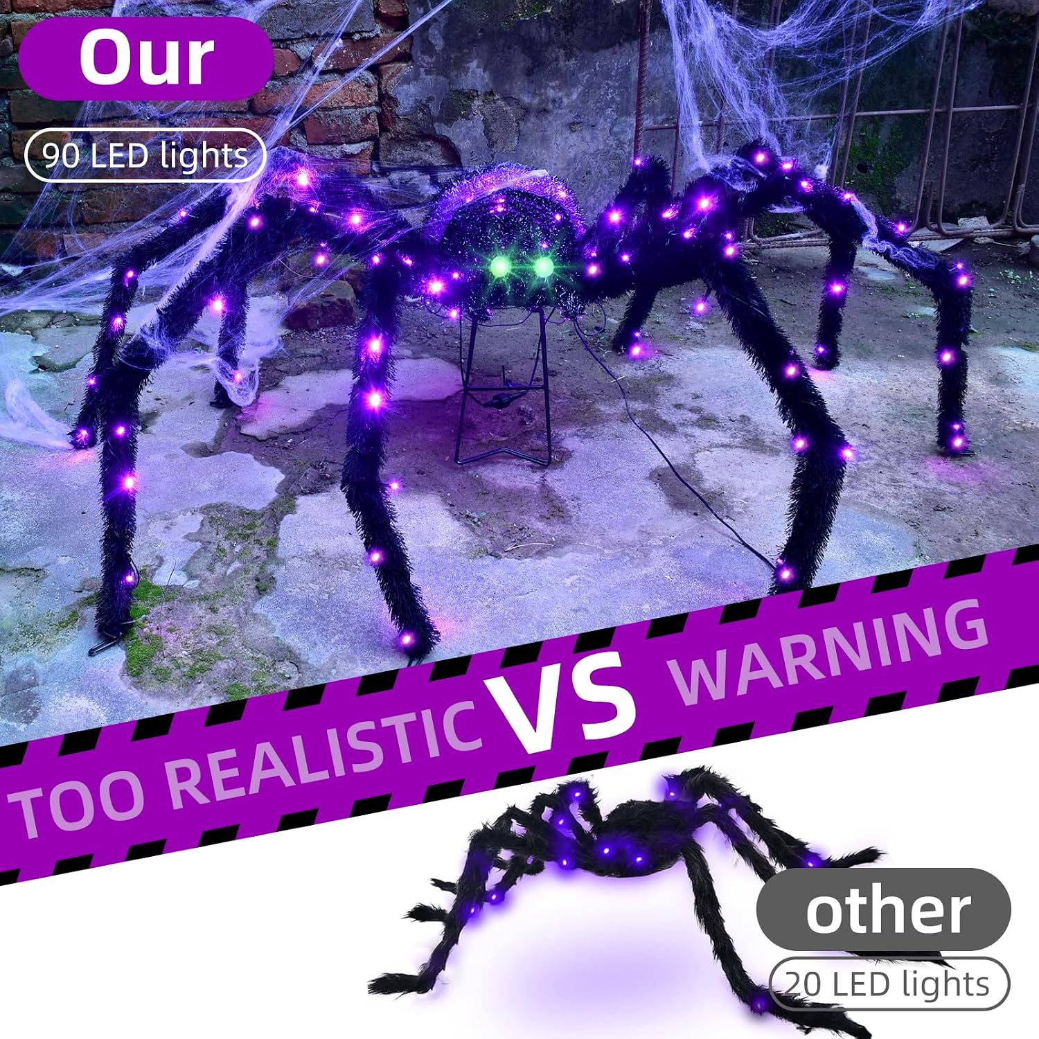Detalle de HOYECHI light-up spider with 90 LED lights