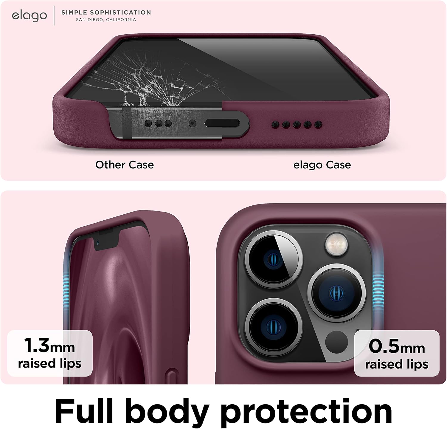 Thumbnail 4 de elago Coque Silicone Liquide Premium pour iPhone 13 Pro (6,1") – Étui anti-choc en silicone bordeaux