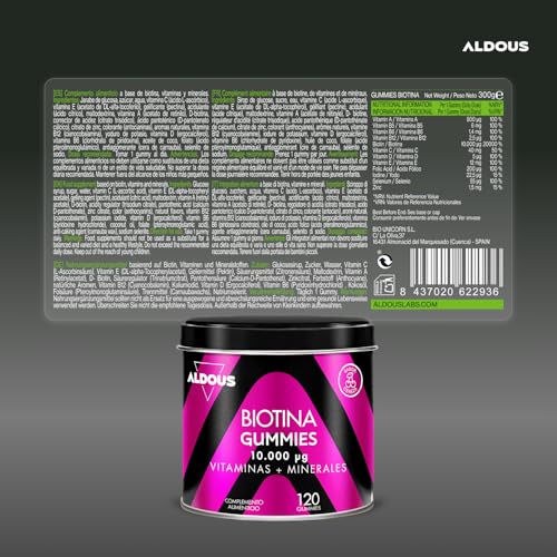 Thumbnail 6 de Biotina 120 Gominolas 10.000mcg de Aldous Bio: cabello, piel y uñas con sabor a cereza