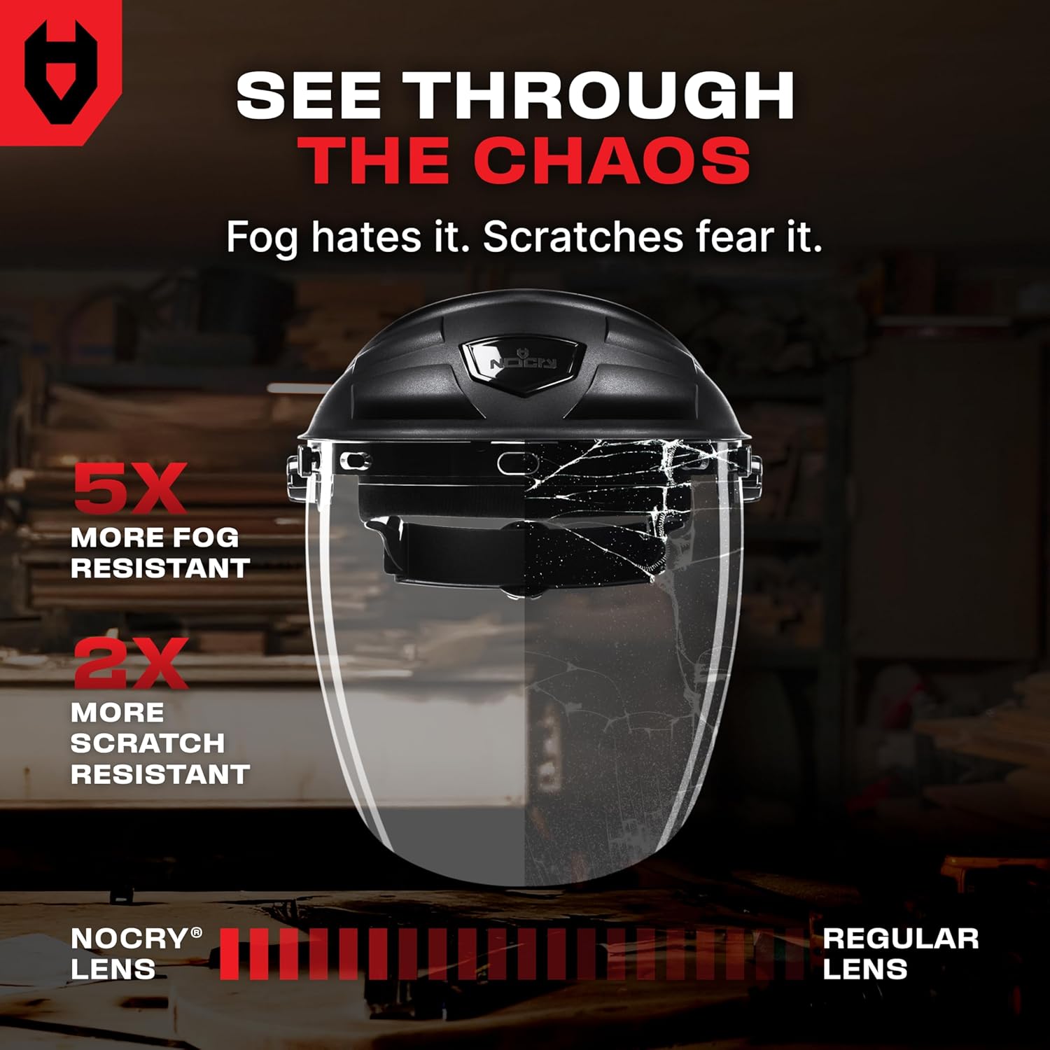 Detalle de NoCry FaceArmor Pro Premium Safety Face Shield, Anti-Fog Polycarbonate Visor