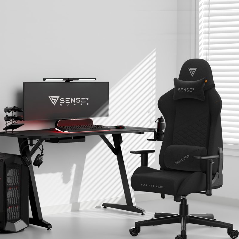 Detalle de Sense7 Spellcaster Senshi Edition: Silla Gaming de Tela Ergonómica con Soporte Lumbar, Negro