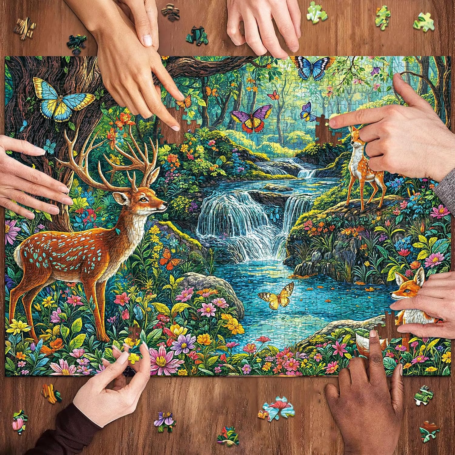 Detalle 2 de HUADADA 1000-Piece Forest Deer Jigsaw Puzzle for Adults