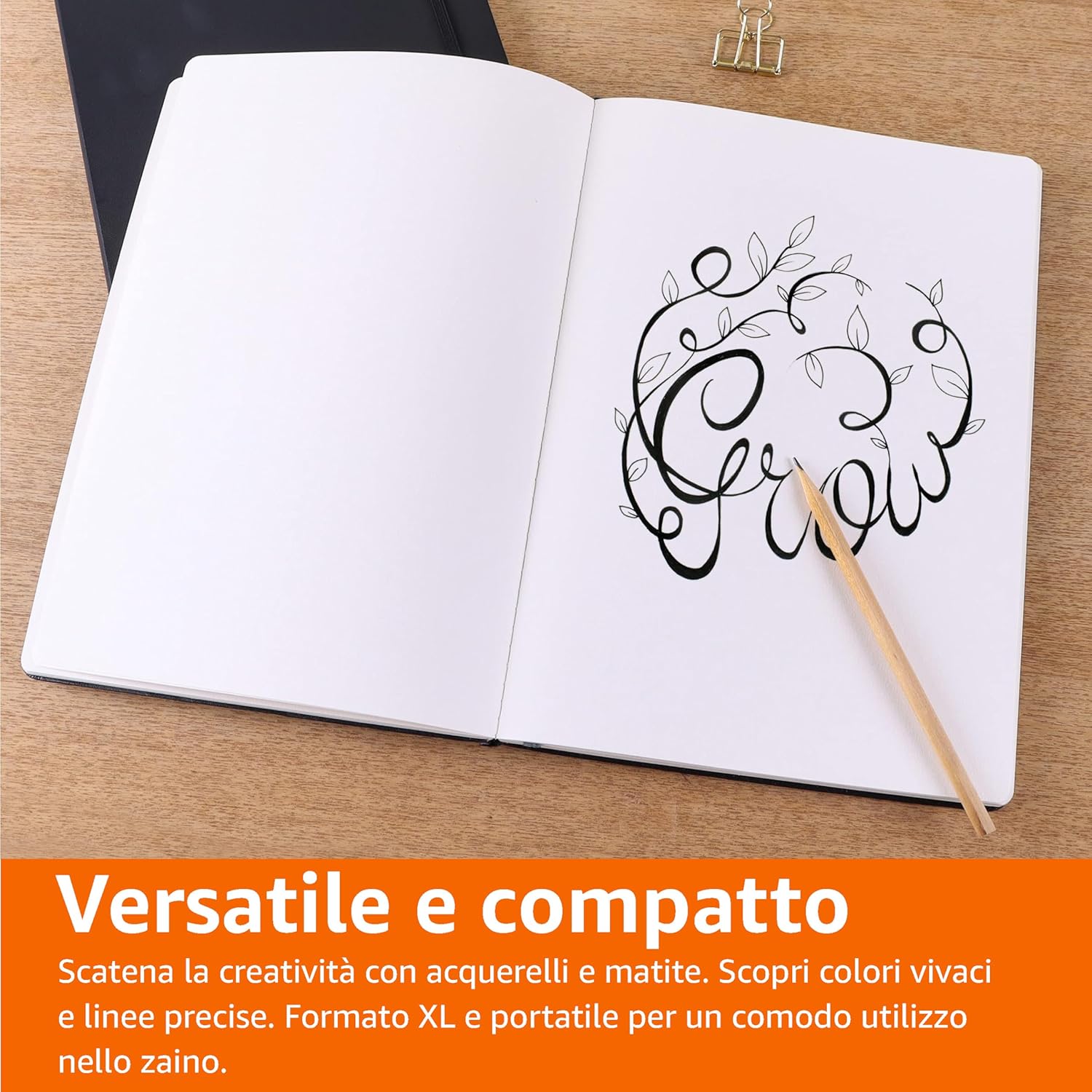 Thumbnail 6 de Amazon Basics Blocco per schizzi XL, 30 × 22 cm, 48 fogli (96 pagine) - Nero