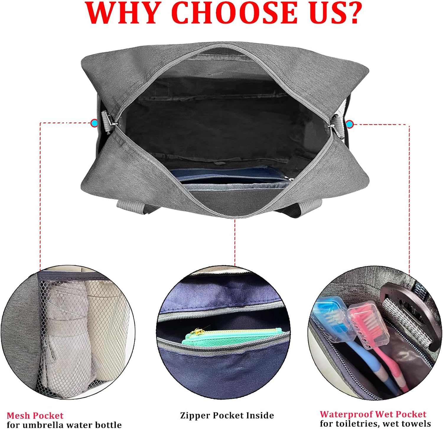 Thumbnail 4 de lifwimner Underseat Cabin Bag for EasyJet 45x32x18cm – 25L with Wet Pocket and Dual-Zip Convenience