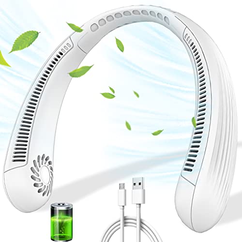 Detalle de Kouric Ventilador de Cuello Portátil Sin Aspas, 3 Velocidades, Batería 3000mAh y Autonomía de 8 Horas