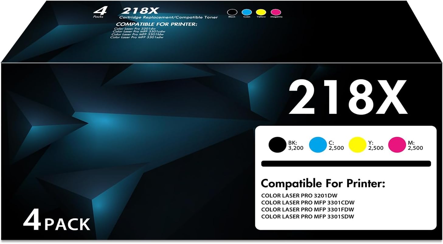 Detalle de PRINKUS 3301sdw Toner Cartridge 4-Pack, 218X Compatible with Chip