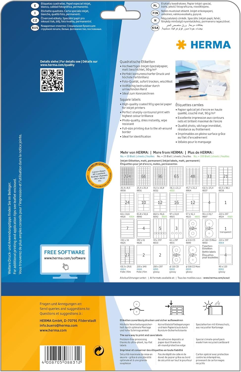 Detalle 2 de HERMA Etichette Universali 25,4 x 25,4 mm per stampante inkjet – 66 etichette per foglio, bianco