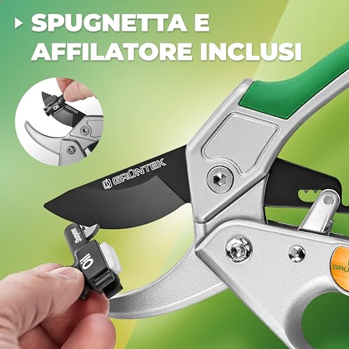 Detalle 2 de GRÜNTEK forbici da potatura a cricchetto 20 cm
