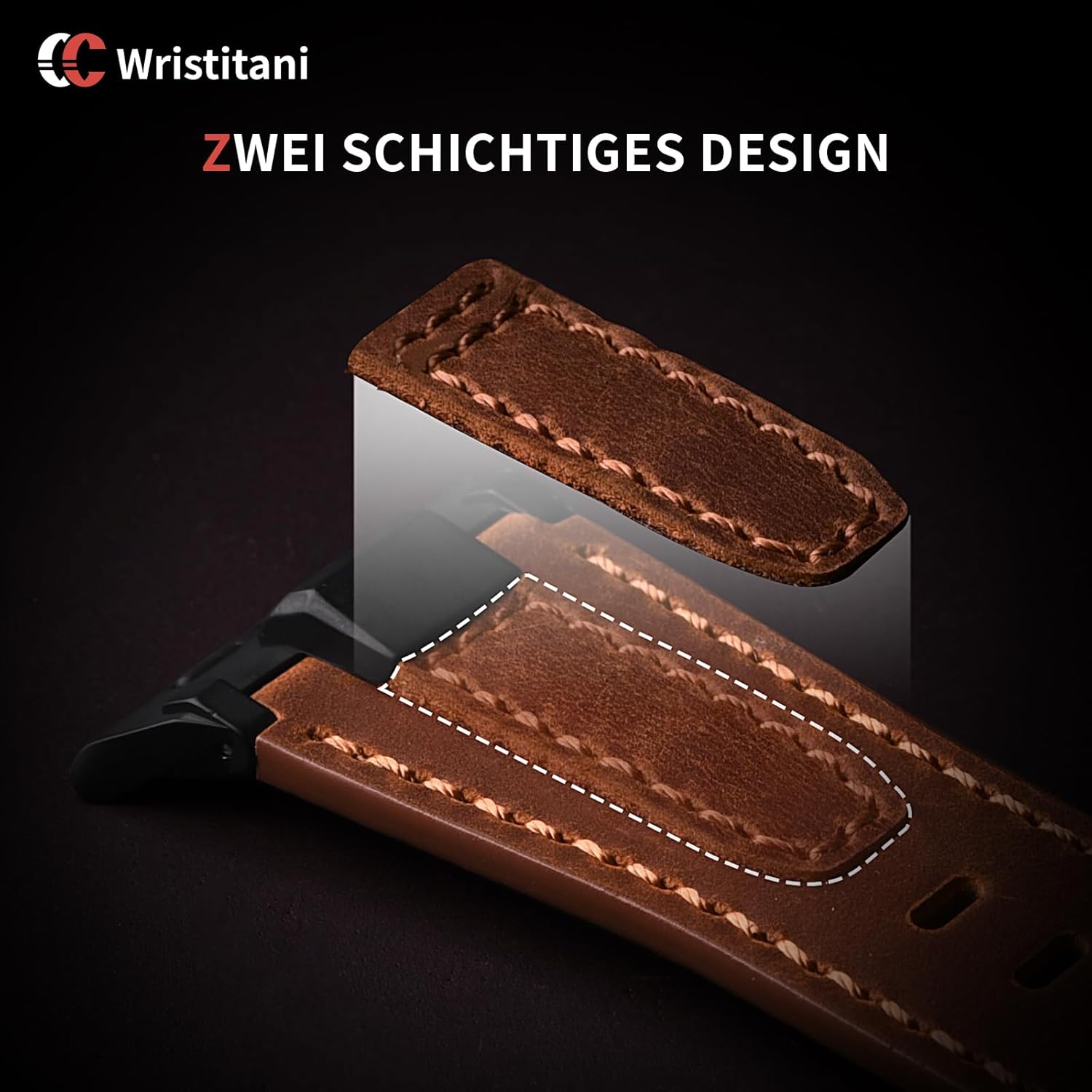 Thumbnail 3 de Wristitani Lederarmband aus echtem Leder für Apple Watch (49/46/45/44/42 mm)