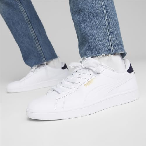 Thumbnail 1 de PUMA Smash 3.0 Unisex – Baskets cuir blanc/bleu marine/or, pointure 45 EU