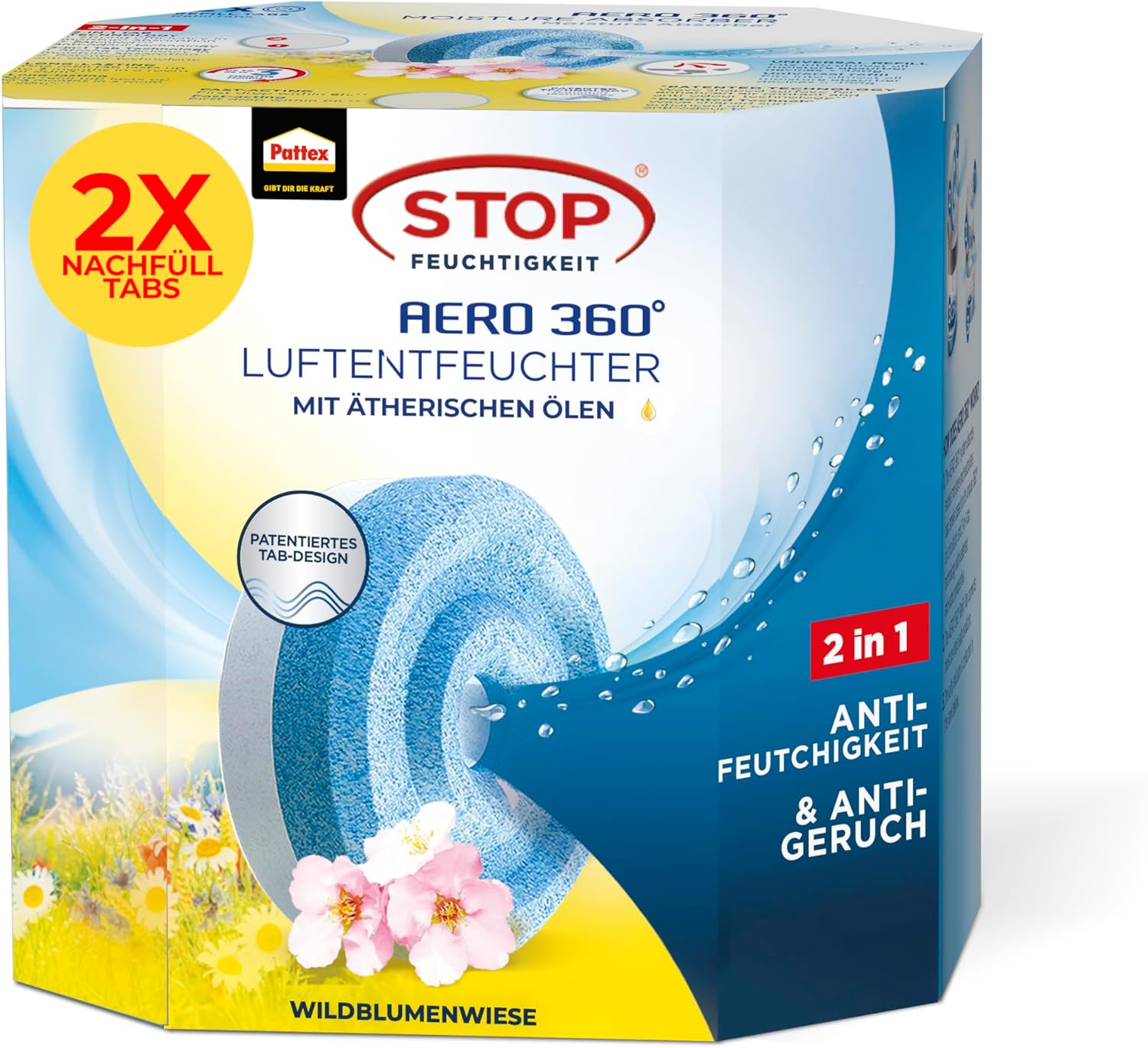 Pattex AERO 360° Wildblumenwiese Tabs Nachfüllpack – 2x450 g