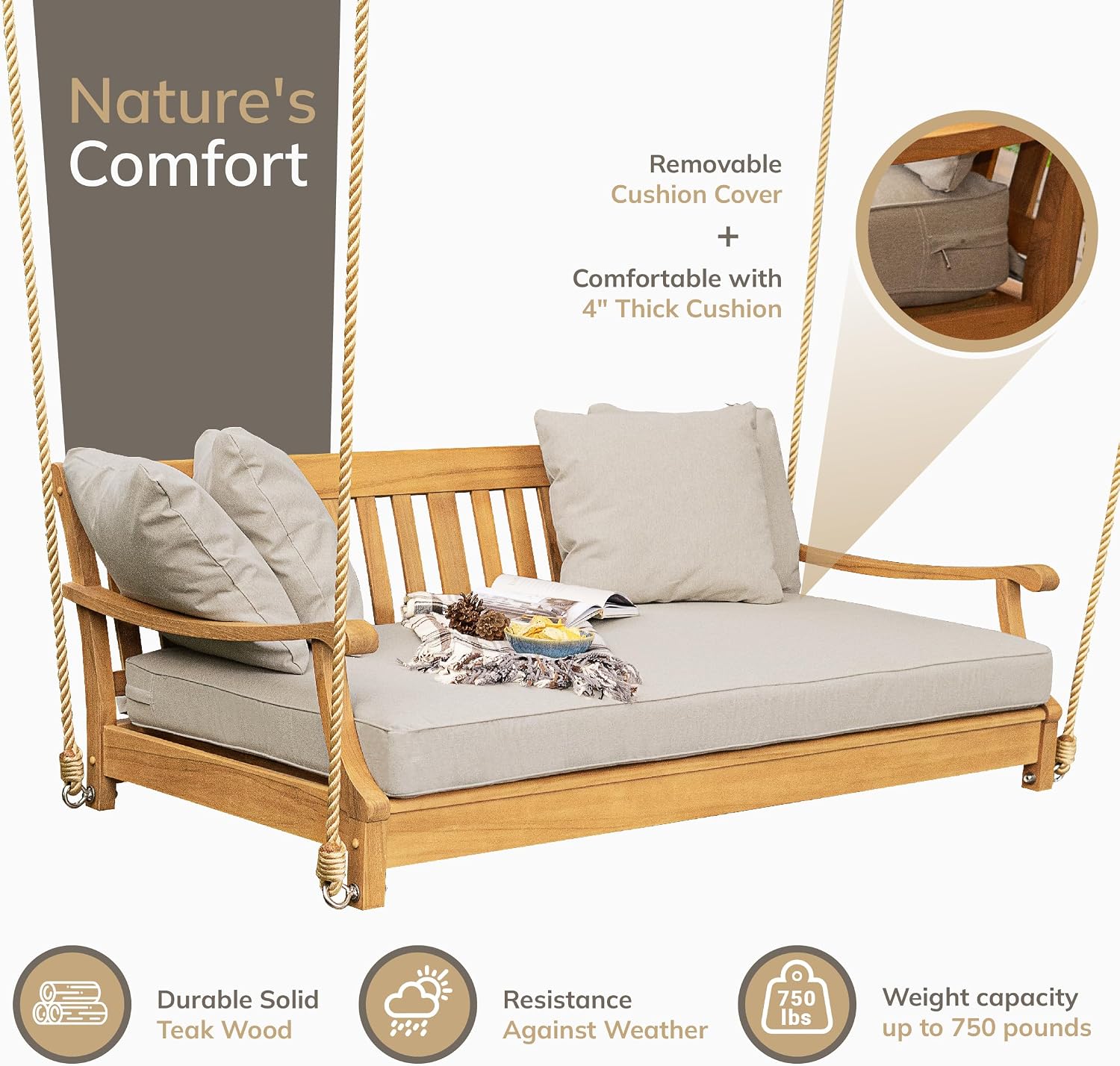 Thumbnail 6 de Cambridge Casual Porch Swing Bed 6 ft