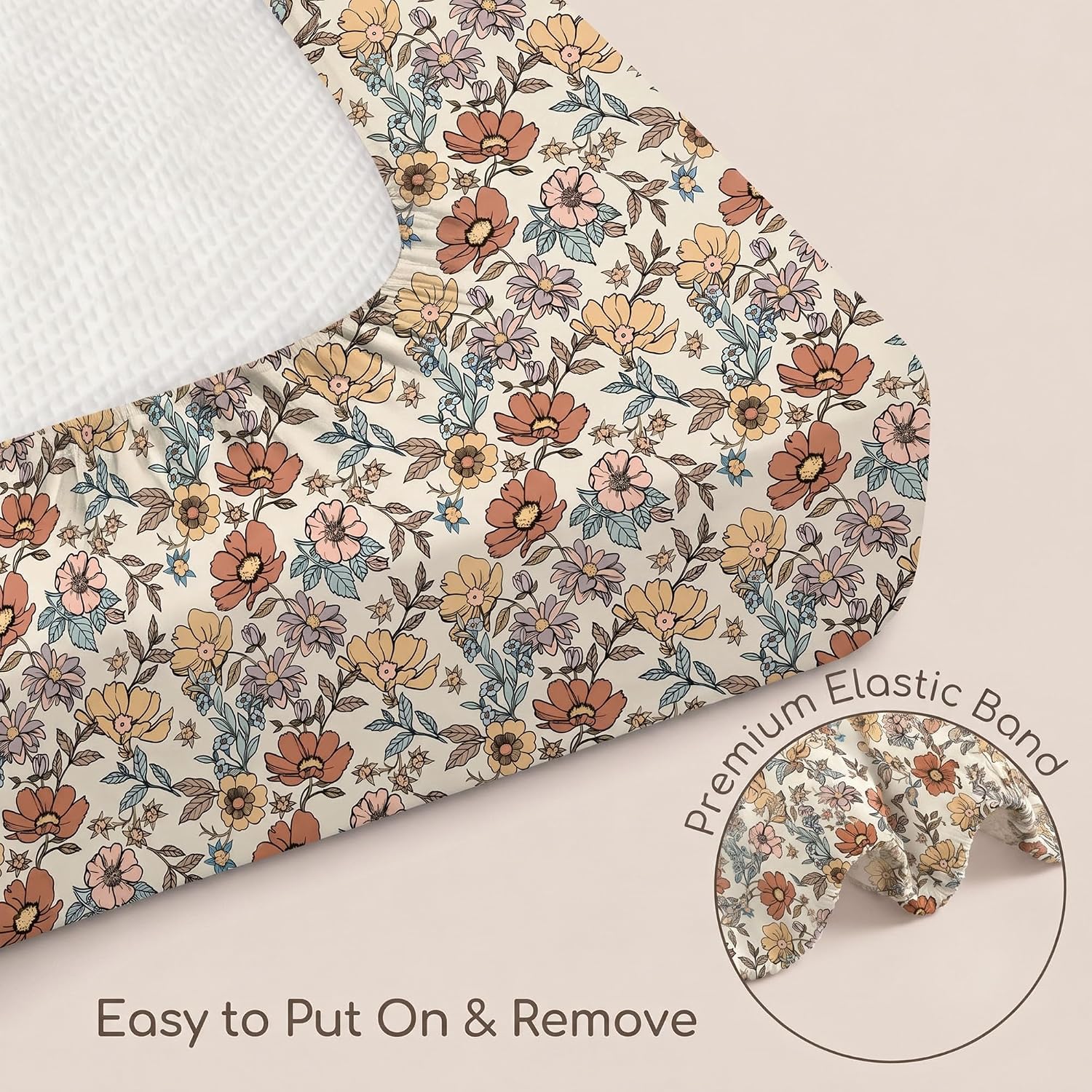 Detalle de CIVARUA KIDS VCLD3003 Crib Sheets, 3-Pack, Vintage Floral, 52 x 28 in