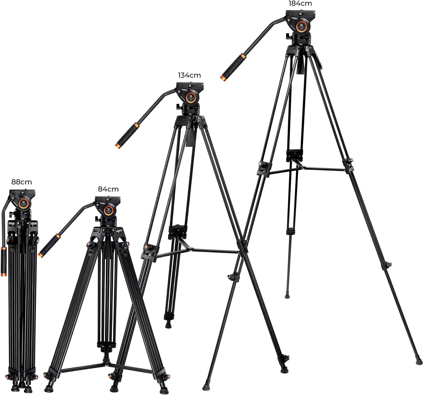 Thumbnail 5 de K&F Concept 72" Video Tripod with 360° Fluid Head – Heavy-Duty Aluminium, Supports up to 8kg